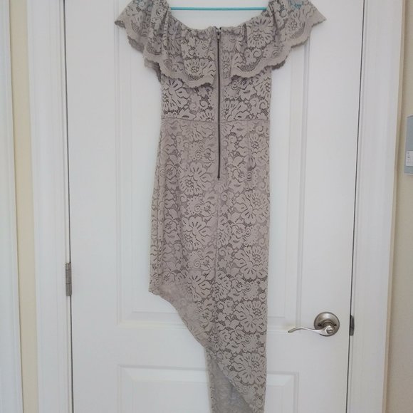 MISSGUIDED Asymmetric Lace Bardot Dress XS - Picture 8 of 8
